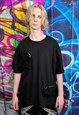 CARGO POCKET T-SHIRT UTILITY TEE MULTI FUNCTION TOP IN BLACK