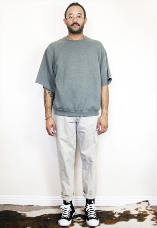 90S MINIMALIST SHORT SLEEVE HEATHER GREEN SWEATSHIRT XL