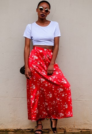 90S FLORAL MAXI SKIRT