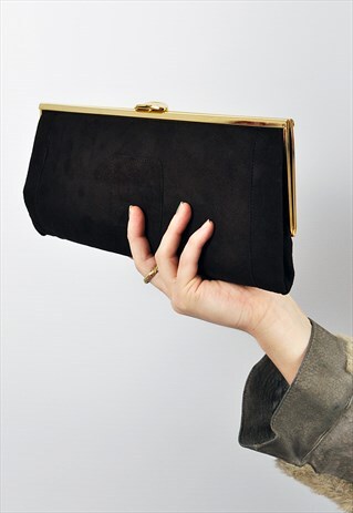 VINTAGE '80S BROWN VELVET CLUTCH BAG