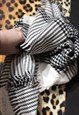 VINTAGE BLACK AND WHITE CHECKERED GINGHAM CRAFT SCARF