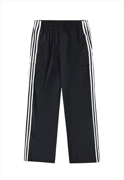 Parachute joggers cargo pocket pants utility trousers black