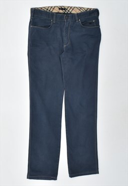 Vintage 90's Burberry Casual Trousers Navy Blue