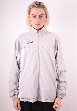 ASICS MENS VINTAGE TRACKSUIT TOP JACKET XL GREY 90S