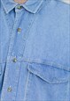 VINTAGE DENIM SHIRT IN BLUE WITH PLAID SLEEVES
