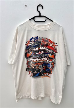 Vintage anvil drag racing nascar white T-shirt XXL