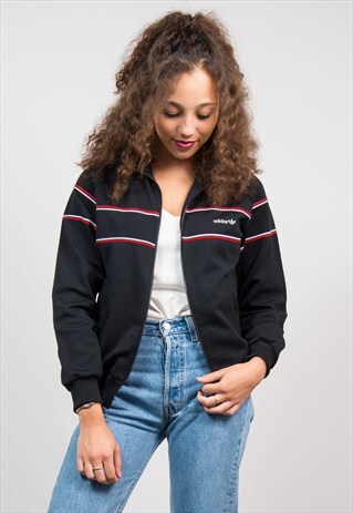 VINTAGE 90'S BLACK ADIDAS TRACKSUIT JACKET TOP