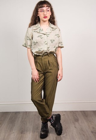 VINTAGE 90'S OLIVE GREEN STRAIGHT LEG TROUSERS