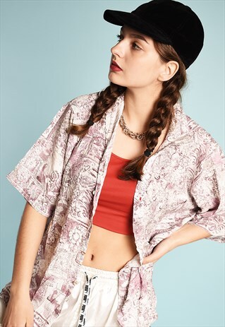 VINTAGE 90'S RETRO ABSTRACT PRINT DAD'S BLOUSE TOP