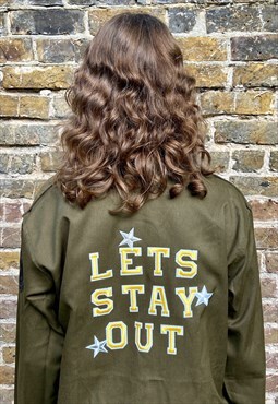Vintage Upcycled Lets Stay Out Austrian Army Shirt 