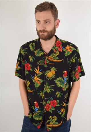 VINTAGE SHIRT FESTIVAL TROPICAL PRINT SIZE L (1844)
