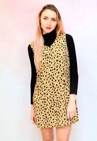 1990S VINTAGE LEOPARD PRINT COTTON MINI DRESS