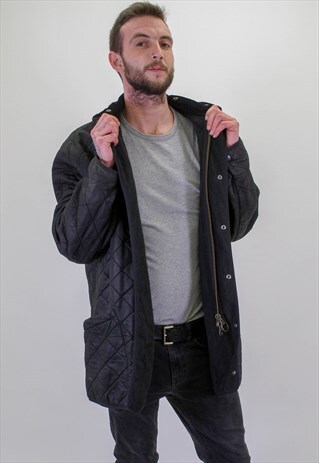 VINTAGE BARBOUR QUILTED AND PADDED JACKET IN BLACK XL
