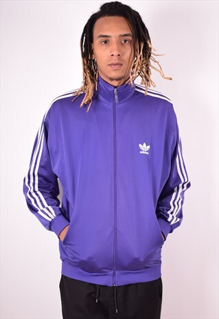 ADIDAS MENS VINTAGE TRACKSUIT TOP JACKET LARGE PURPLE 90S