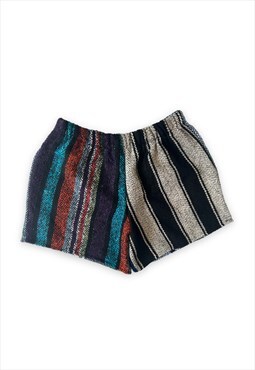 Vintage reworked multicoloured stripy summer boho shorts