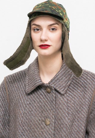 VINTAGE TRAPPER BOMBER HAT CAMOUFLAGE REVERSIBLE