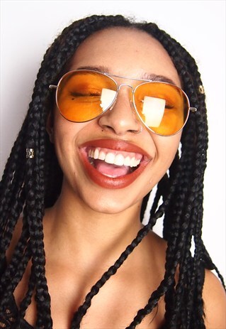 ORANGE LENS AVIATOR SUNGLASSES