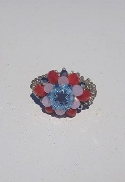 Handmade bead woven ring,glass crystals/glass beaded ring