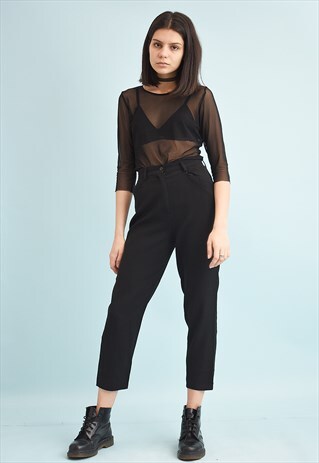 90'S RETRO LOOSE HIGH WAIST SHORT CUT TROUSERS