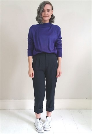 VINTAGE 90'S BLUE HIGH NECK LIGHTWEIGHT SWEATER JUMPER
