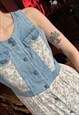SLEEVELESS FLORAL MAXI DRESS WITH DENIM TOP, SUN DRESS