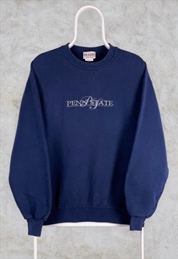 Vintage Penn State Embroidered Blue Sweatshirt Medium