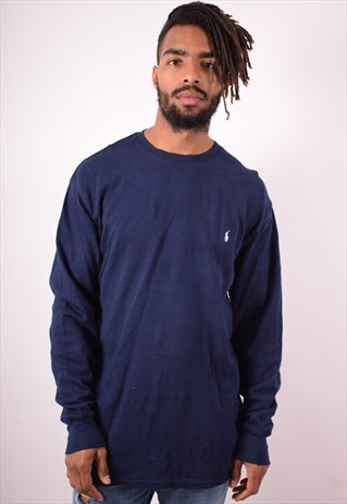 POLO RALPH LAUREN MENS VINTAGE TOP LONG SLEEVE XL NAVY 90S