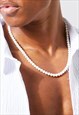 54 Floral 22" Faux Pearl Beads Necklace Chain - Cream