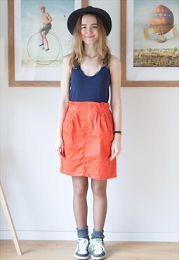 Navy and orange color block sleeveless dress
