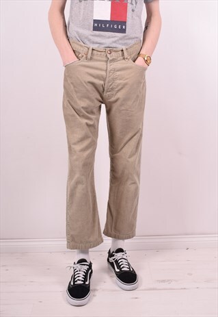 LEVI'S 551 MENS VINTAGE CORDUROY TROUSERS W32 L25 BEIGE 90S