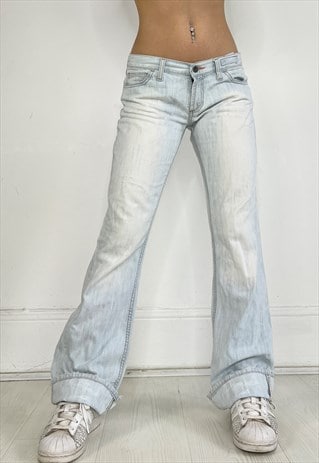 Vintage Y2k Jeans Low Rise Flared Bootcut Lightwash 90s