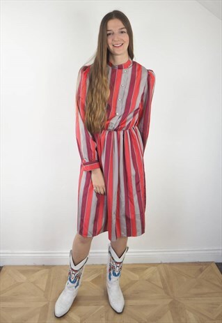 VINTAGE PINK STRIPED DRESS