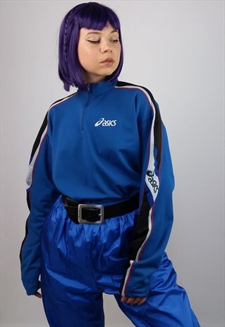VINTAGE 90'S ASICS UNISEX SLEEVE LOGO JUMPER / SPORTS TOP