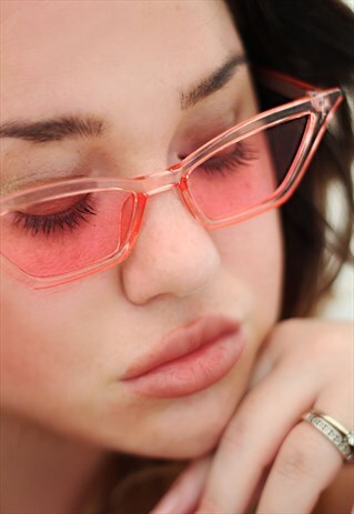 ROSE PINK CLEAR CAT EYE SUNGLASSES