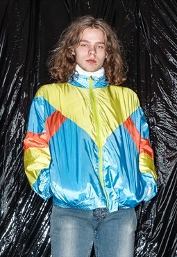 90's Vintage rave zip-up sports / track jacket in tricolor