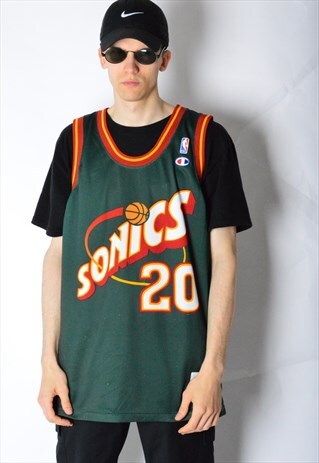 VINTAGE 90S GREEN NBA SONICS PAYTON BASKETBALL JERSEY VEST