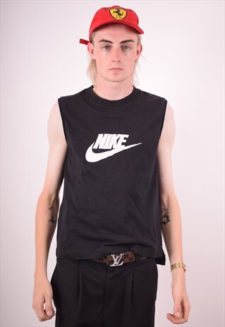 NIKE MENS VINTAGE VEST TOP MEDIUM BLACK 90S