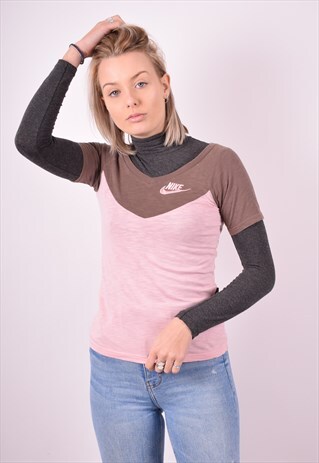 NIKE WOMENS VINTAGE T-SHIRT TOP XS PINK 90S