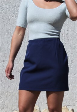 Deadstock 90s/y2k blue stretch pencil mini skirt.
