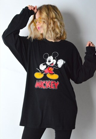 VINTAGE 90S BLACK MICKEY LONG SLEEVE SHIRT