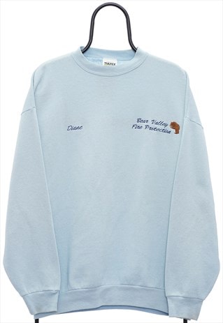 VINTAGE BEAR VALLEY FIRE EMBROIDERED BLUE SWEATSHIRT WOMENS