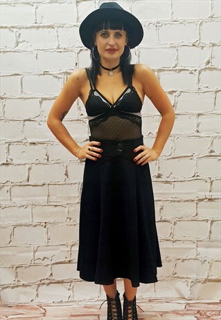 VINTAGE HIGH WAIST BLACK WOOL SKIRT
