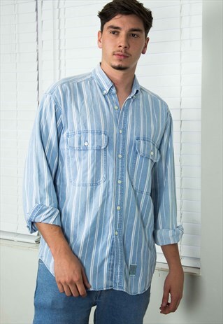 VINTAGE LEVI'S SHIRT STRIPED 90S M 14.3