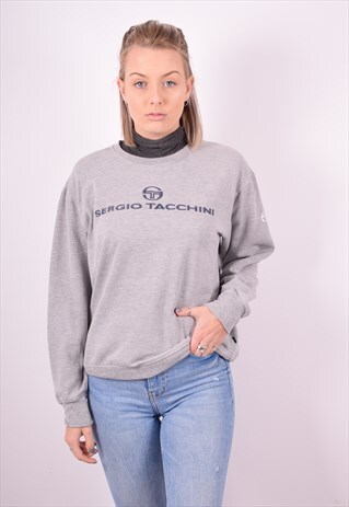 SERGIO TACCHINI WOMENS VINTAGE SWEATSHIRT JUMPER LARGE GREY