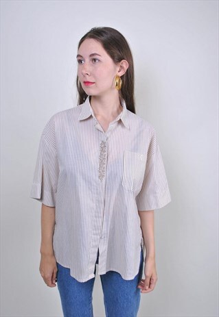 VINTAGE HERITAGE PALID BOHO SHIRT WITH SHORT SLEEVE, SIZE L