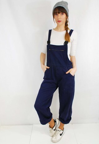 VINTAGE 80S FRENCH WORKWEAR DUNGAREES FULL LENGTH OVERSIZED