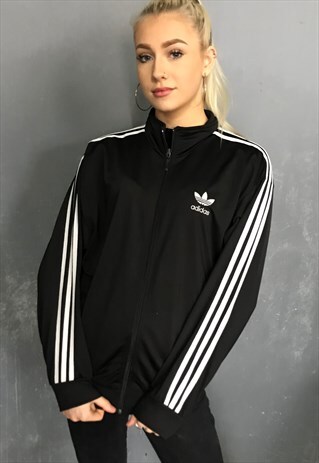 VINTAGE ADIDAS TRACKSUIT JACKET SPORTS BLACK CLASSIC M 10 12