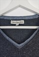 VINTAGE CALVIN KLEIN JUMPER V NECK IN GREY L