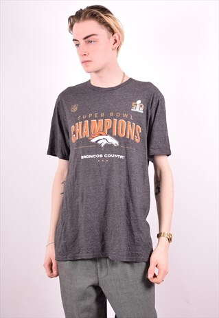 NFL MENS VINTAGE BRONCOS COUNTRY T-SHIRT TOP LARGE GREY 90S