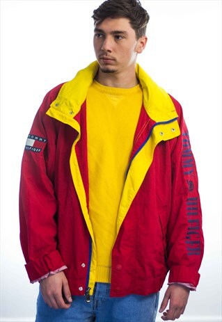 VINTAGE TOMMY HILFIGER BIG LOGO WINDBREAKER JACKET 90S 22.8